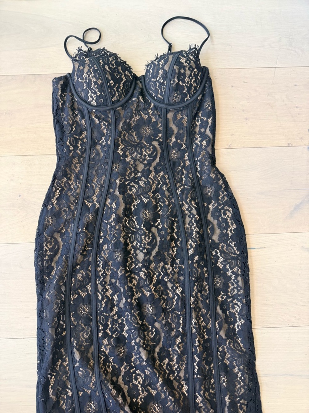 Black Lace Bustier Slip Dress - Women Intimates